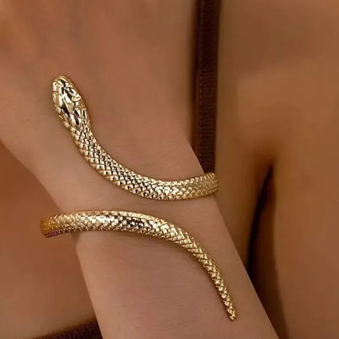 Vintage Adjustable Gold Snake Bracelets Punk Jewelry for Women Men Unisex