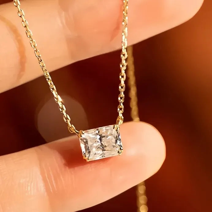 Elegant Minimalist Geometric Pendant Necklace with Cubic Zirconia for Women