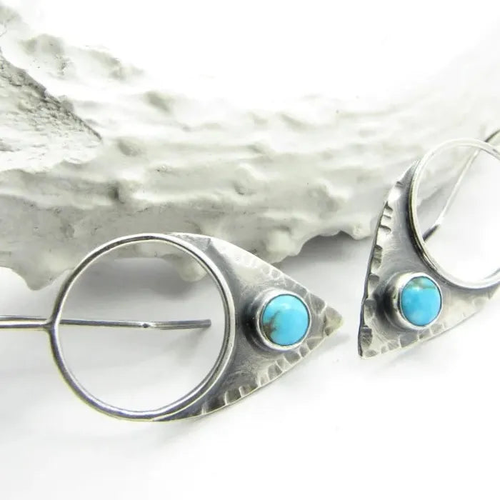 Vintage Blue Stone Drop Earrings for Women Zinc Alloy Pendant Jewelry Party Engagement