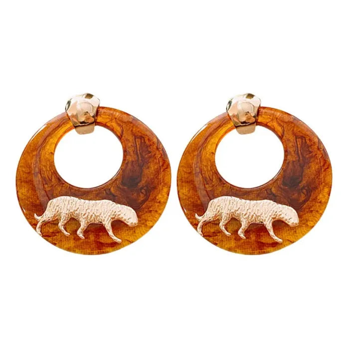 Elegant Gold Color Tiger Circle Earrings for Women Animal Design Jewelry