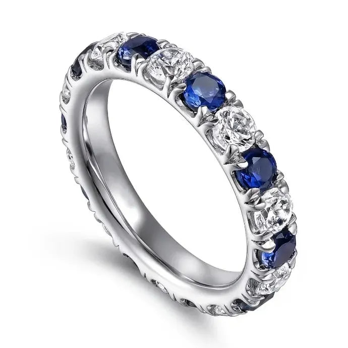 Blue White Round Cubic Zirconia Geometric Wedding Promise Ring 2023 Brass