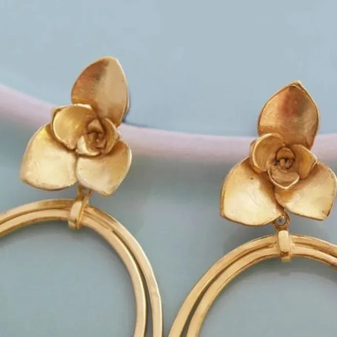 Gold Silver Plated Geometric Big Round Clip Earrings No Pierced Zinc Alloy