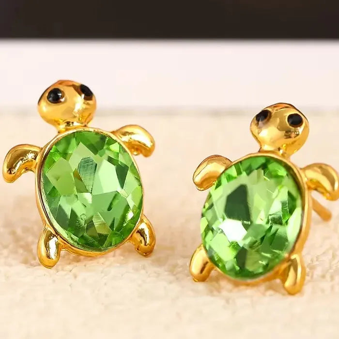 Zircon Turtle Stud Earrings for Women Zinc Alloy Beach Jewelry Accessories