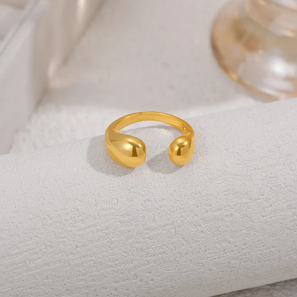 18k Gold Plated Hypoallergenic Waterproof Droplet Ring for Women Stylish Bijoux