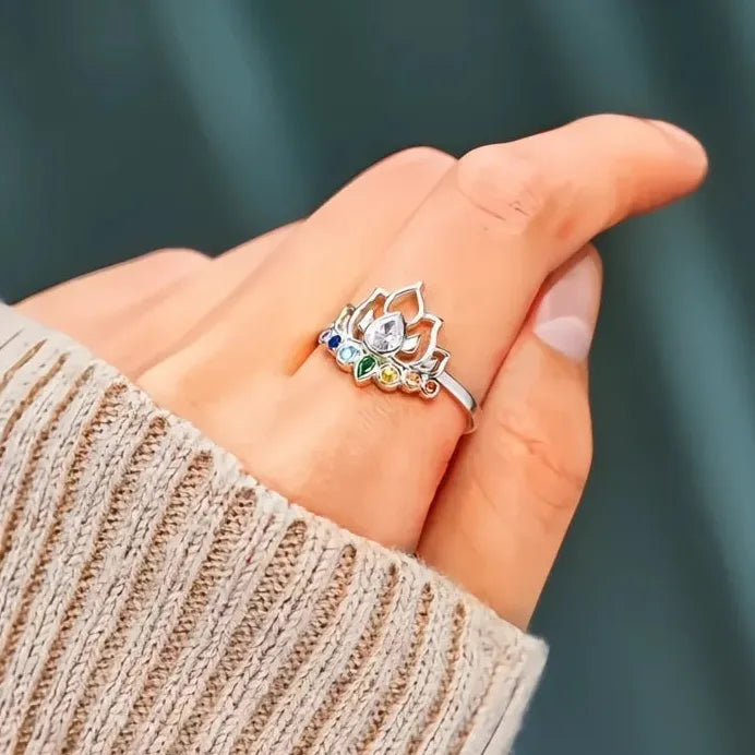 Trendy Brass Lotus Ring with Sparkling Cubic Zirconia for Women