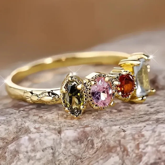 4 Colors Cubic Zirconia Geometric Brass Wedding Band Ring for Women