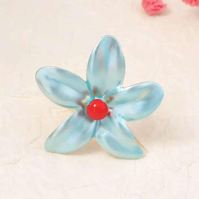 Adjustable Flower Ring Featuring Colorful Plant Pattern for Women Jewelry