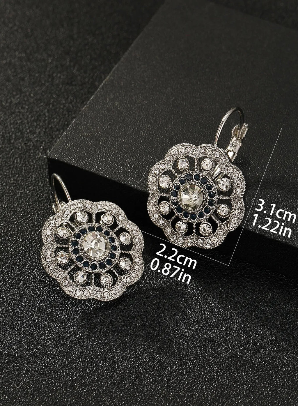 Flower Inlay Rhinestone Dangle Earrings for Women Zinc Alloy Fashion Jewelry