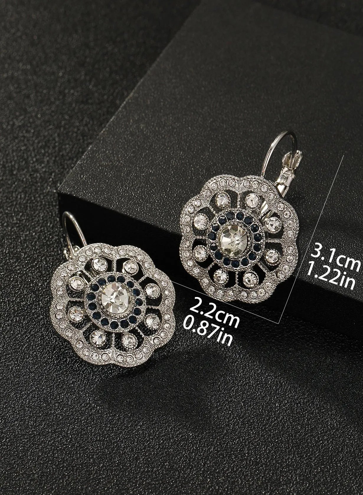 Flower Inlay Rhinestone Dangle Earrings for Women Zinc Alloy Fashion Jewelry