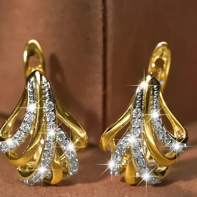 Geometric Hoop Earrings for Women Copper Alloy Cubic Zirconia Jewelry