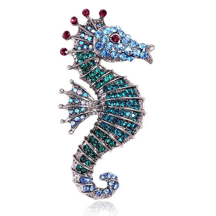 Geometric Rhinestone Seahorse Brooch Pin for Women Stylish Accessory