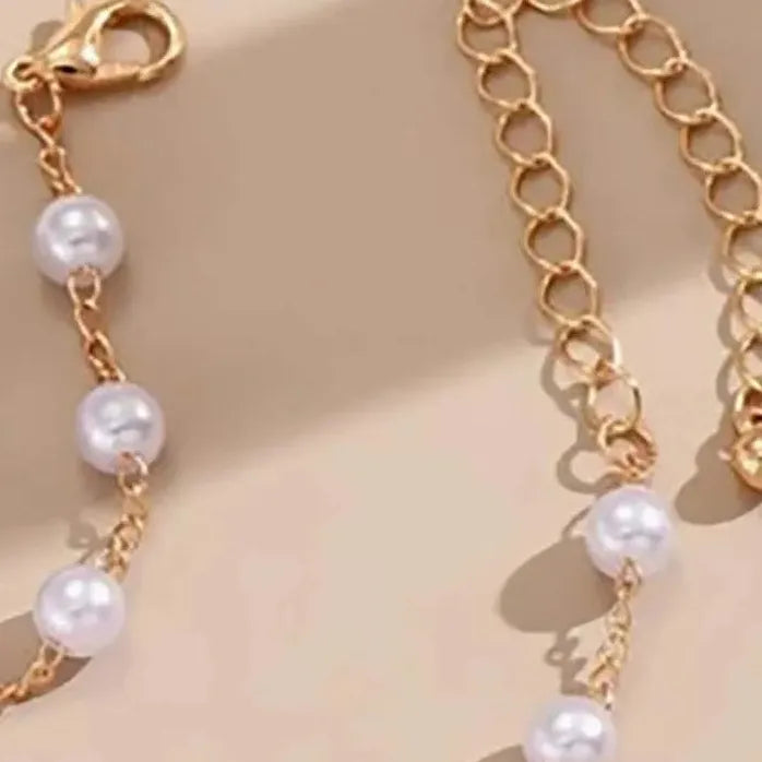 Elegant Retro White Imitation Pearl Double Layer Bracelet for Women Jewelry Gift