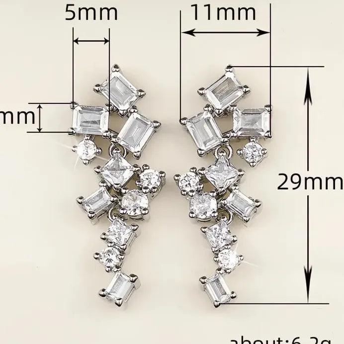 Geometric Cubic Zirconia Dangle Earrings Stylish Wedding Jewelry Women
