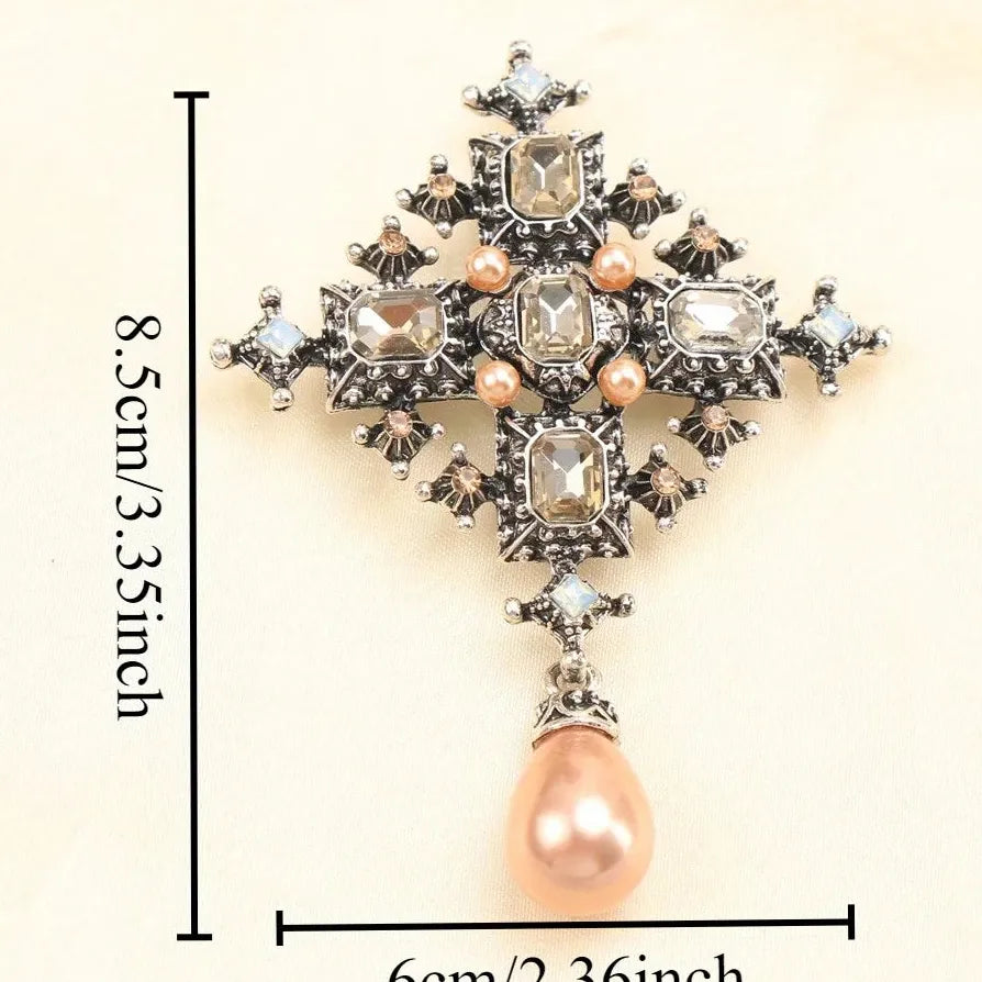 Classic Luxury Cross Tassel Brooch Pin Jewelry for Men and Women