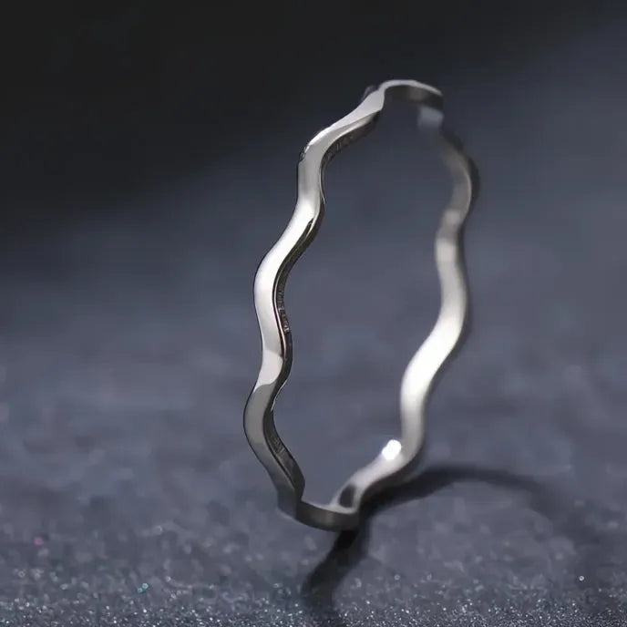Minimalist Irregular Sea Wave Brass Ring for Women Elegant Wedding Fashion Jewelry Gift