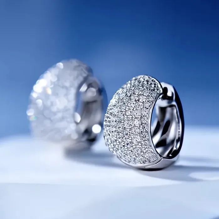 Dainty Small Copper Alloy Hoop Earrings with Pave CZ Stones for Women