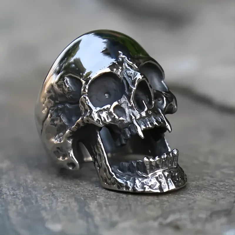 Stainless Steel Vampire Skull Ring Gothic Punk Biker Ring Men Women Sizes 7-15 Gift