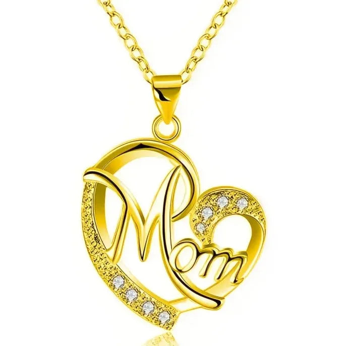 Mother's Day Pendant Necklace for Mom Copper Alloy Pink Flower CZ Jewelry