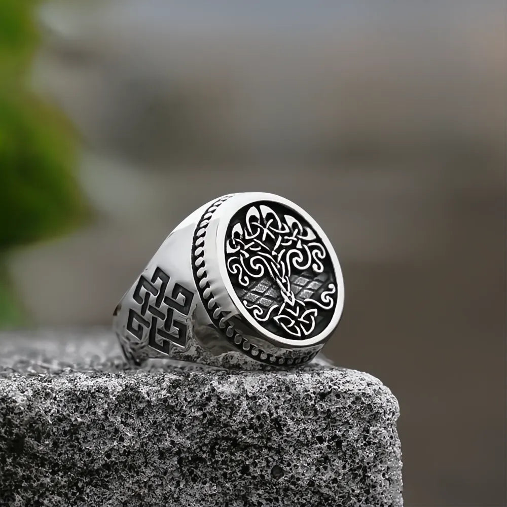 Viking Tree of Life Ring – Stainless Steel Yggdrasil Nordic Mythology Ring
