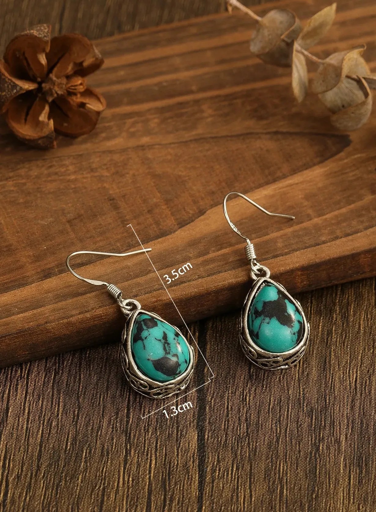 Vintage Waterdrop Stone Dangle Earrings for Women Silver Zinc Alloy Jewelry