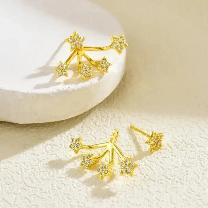 Star Stud Earrings Women Girls Vintage Geometric Pentagram Jewelry Gift