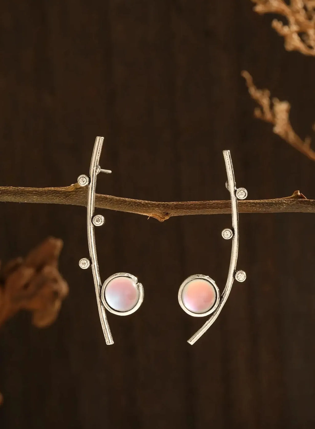 Bohemian Moonstone Long Drop Earrings Retro Tree Branch Pendant Jewelry Gift