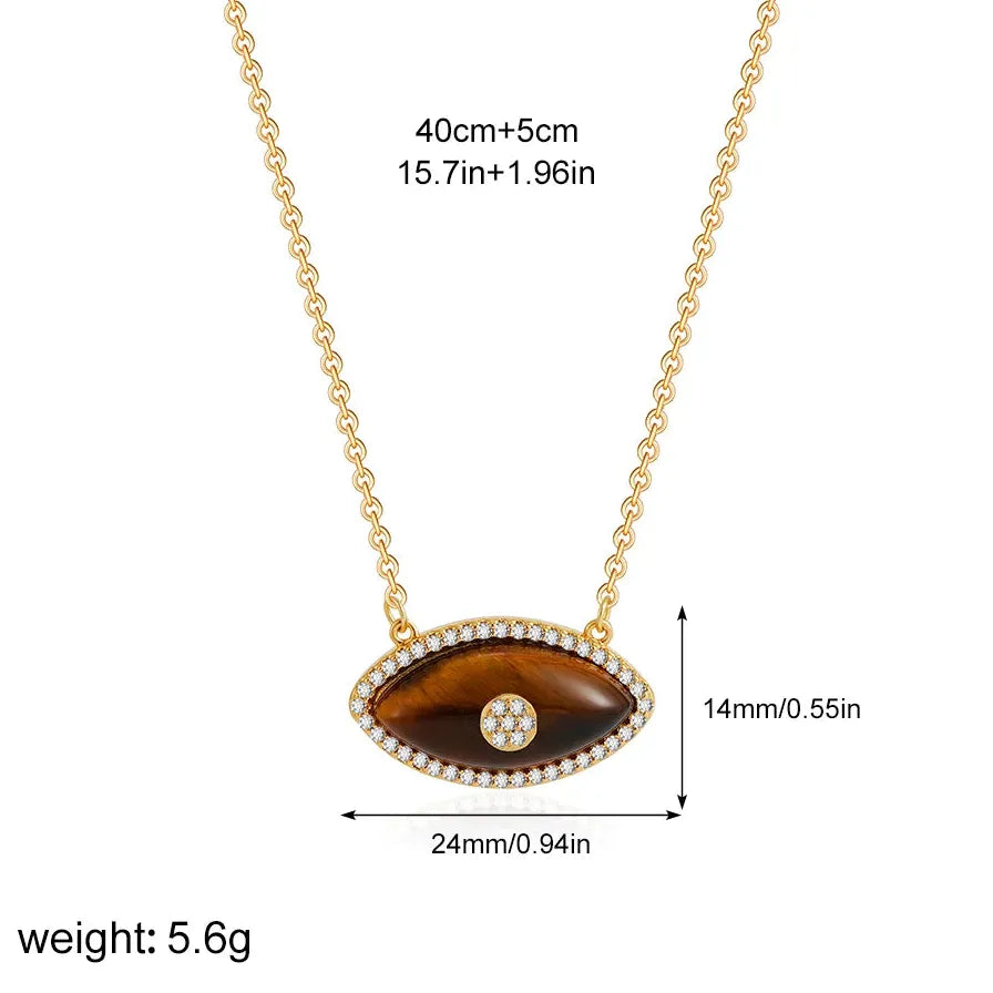 Multi Colored Natural Stones Evil Eye Pendant Necklace Women Stainless Steel Opal Zircon Choker Jewelry