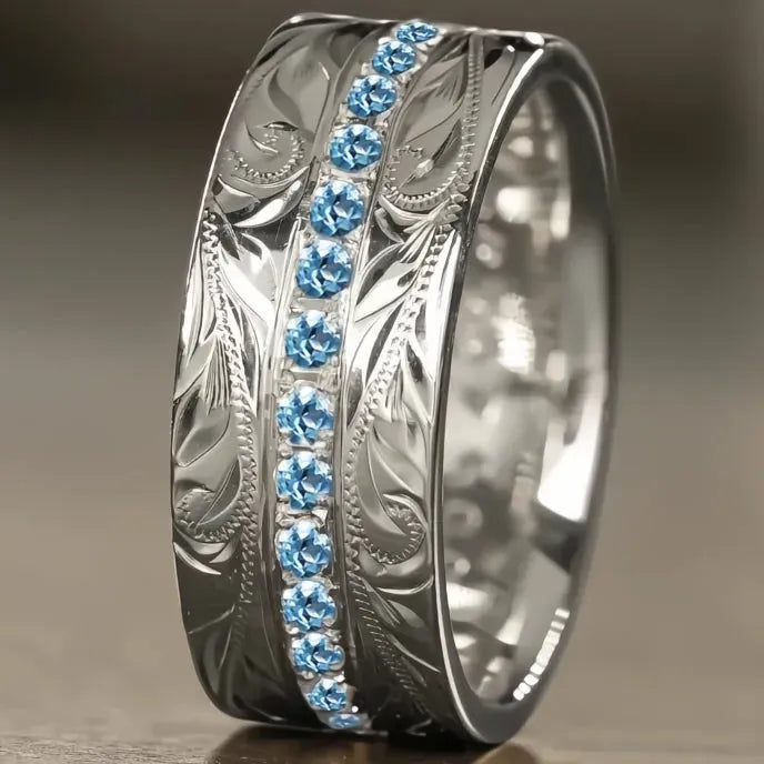 Aesthetic Carved Pattern Wedding Band Ring for Women Brass Cubic Zirconia Silver Gold Color Trendy Jewelry