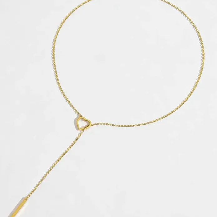 Gold Stainless Steel Heart Pendant Necklace for Women Adjustable Chain Jewelry