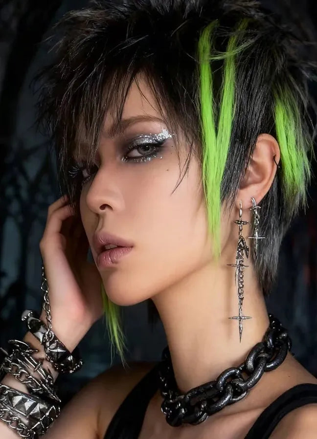 Copper Neo-Gothic Cross Drop Earrings Unisex Fashion Jewelry Statement