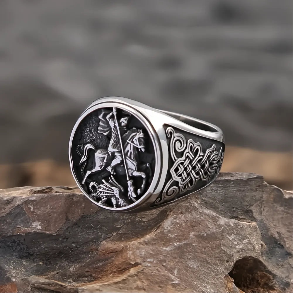 1️⃣ Knight Rider Ring 316L Stainless Steel Viking Celtic Gothic Ring for Men