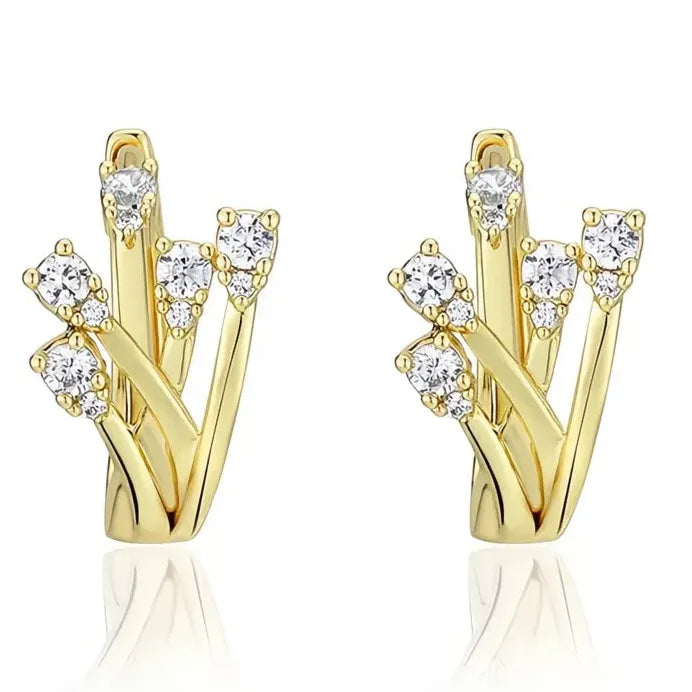 Gold Women Hoop Earrings Cubic Zirconia Geometric Wedding Jewelry