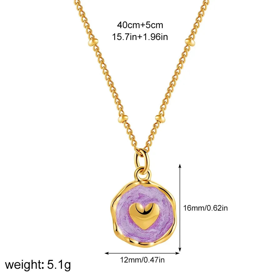 Stainless Steel Geometric Pendant Necklace Star Cross Heart Moon Choker Women Jewelry