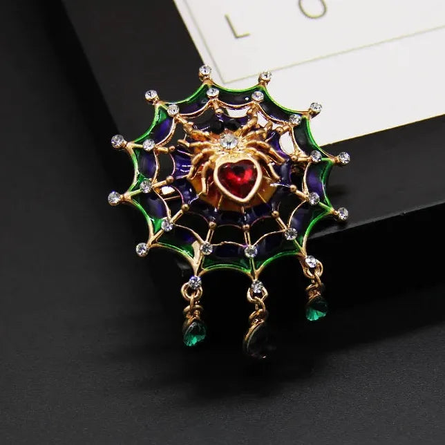 Vintage Korean Spider Brooch Rhinestone Jewelry for Men and Women