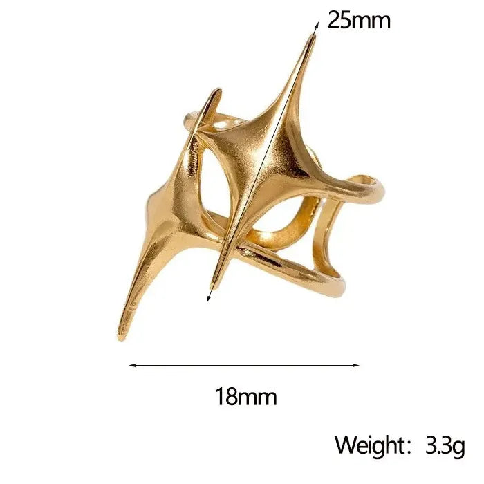 Adjustable Stainless Steel Star Cross Punk Y2K Ring for Women Gift Jewelry