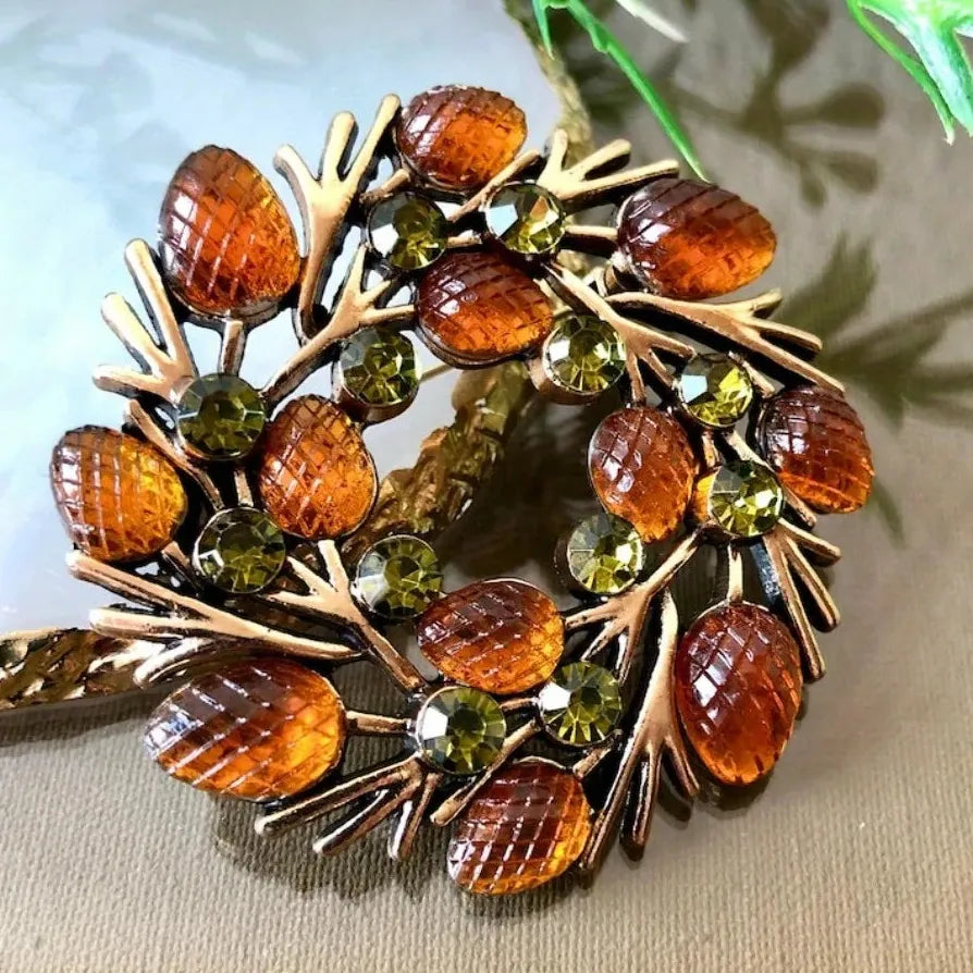 Classic Pinecone Berry Brooch Pin Elegant Gift for Women
