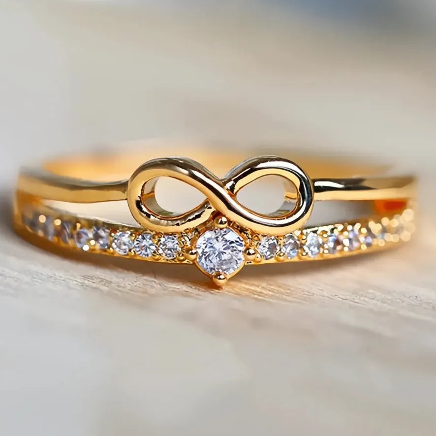 Chic Bow Shape Infinity Sign Cubic Zirconia Ring for Women Fashion Party Jewelry