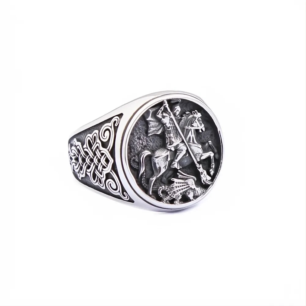 1️⃣ Knight Rider Ring 316L Stainless Steel Viking Celtic Gothic Ring for Men