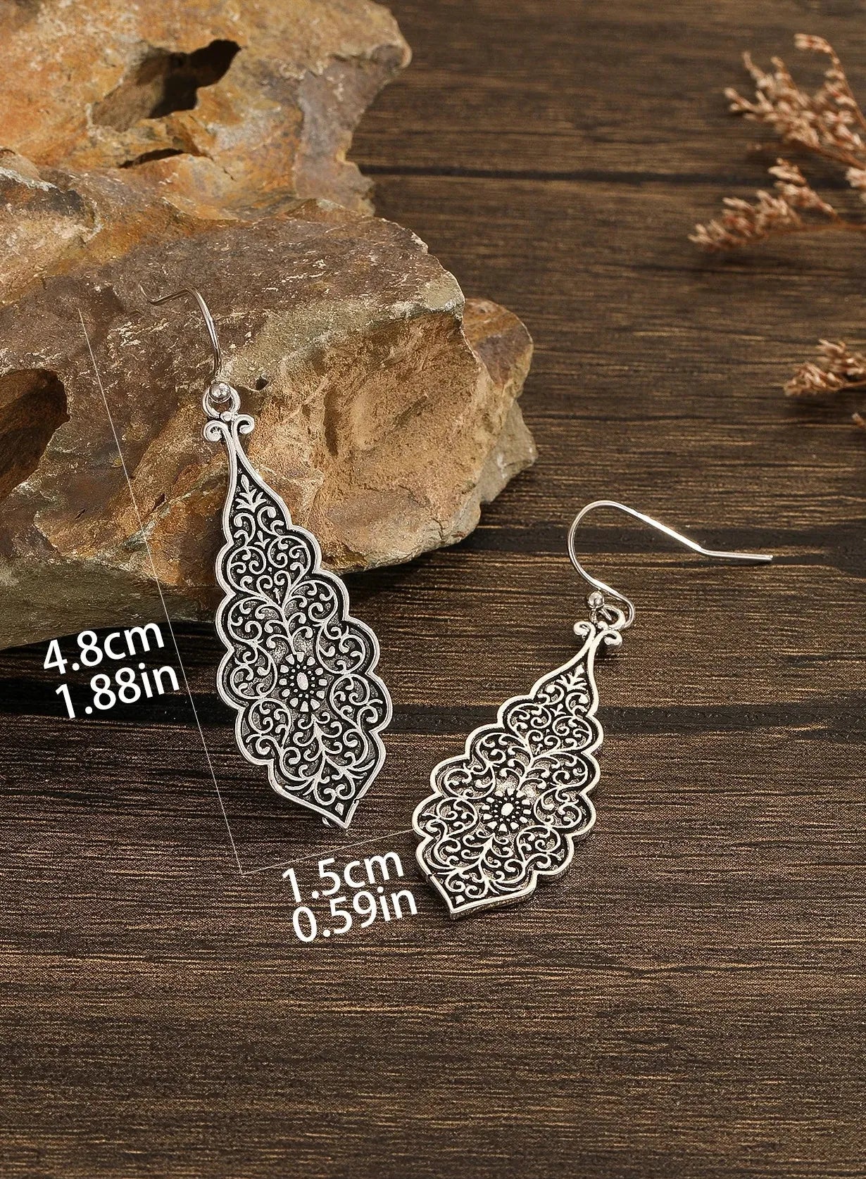 Vintage Leaf Flower Drop Earrings for Women Zinc Alloy Wedding Party Jewelry