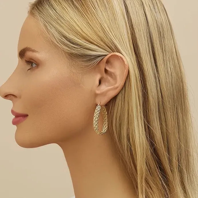 Luxury Women Gold Color Geometric Hoop Earrings with Chain for Weddings