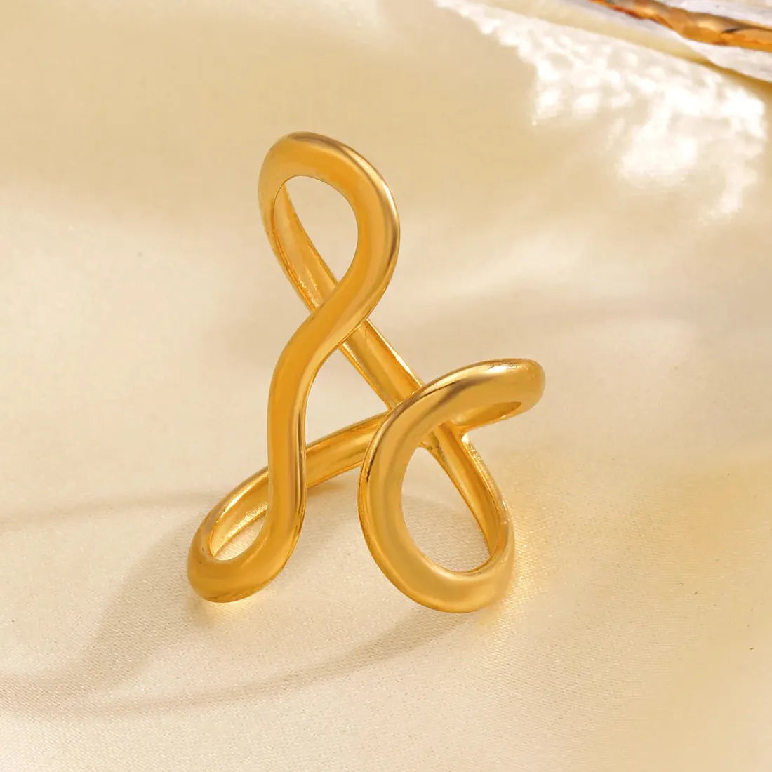Stainless Steel Geometric Wide Cross Cocktail Ring for Women Men Fashion Jewelry
