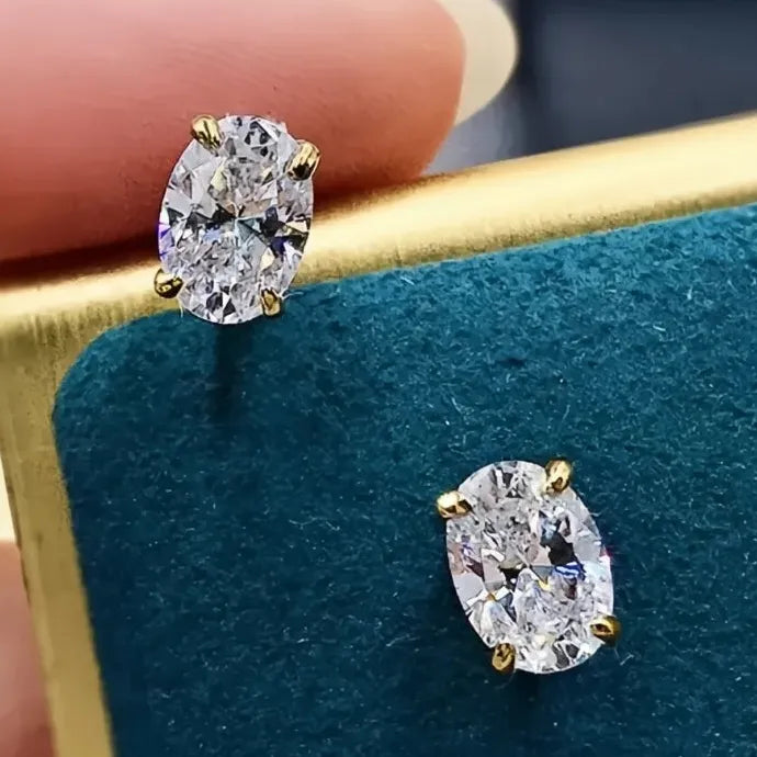 Green CZ Square Stud Earrings Gold Color Brass Luxury Wedding Jewelry