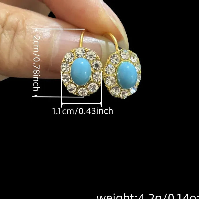 Blue Teardrop Drop Earrings with Crystal Pendant Cubic Zirconia Jewelry for Women