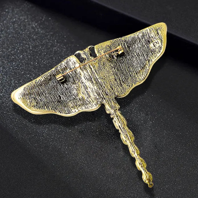 Water Diamond Dragonfly Brooch Rhinestone Pin Vintage Style for Women
