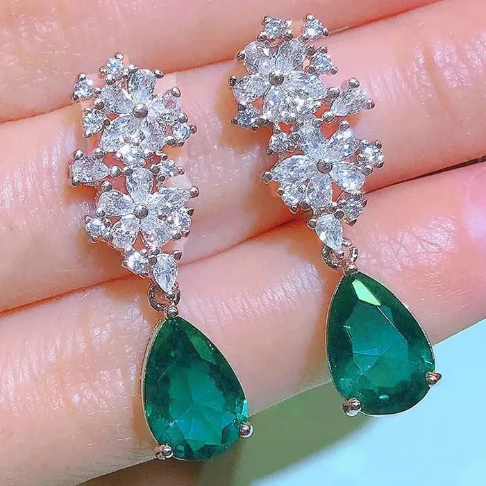 High Quality Copper Cubic Zirconia Water Drop Earrings for Women Wedding Jewelry