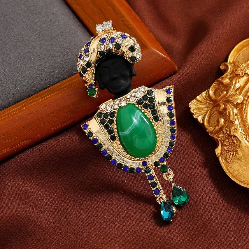 Vintage Luxury Ancient Egyptian Black Moor Classic Brooch for Women