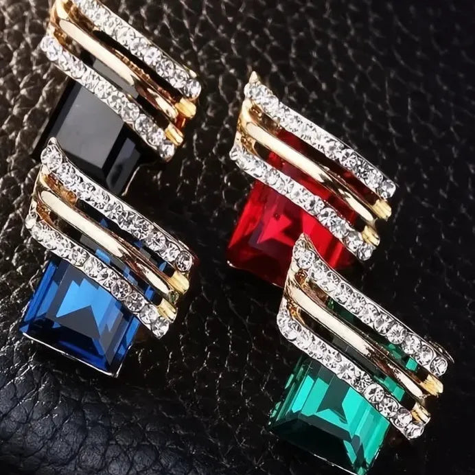 Geometric Cubic Zirconia Stud Earrings for Women Wedding Jewelry Gifts