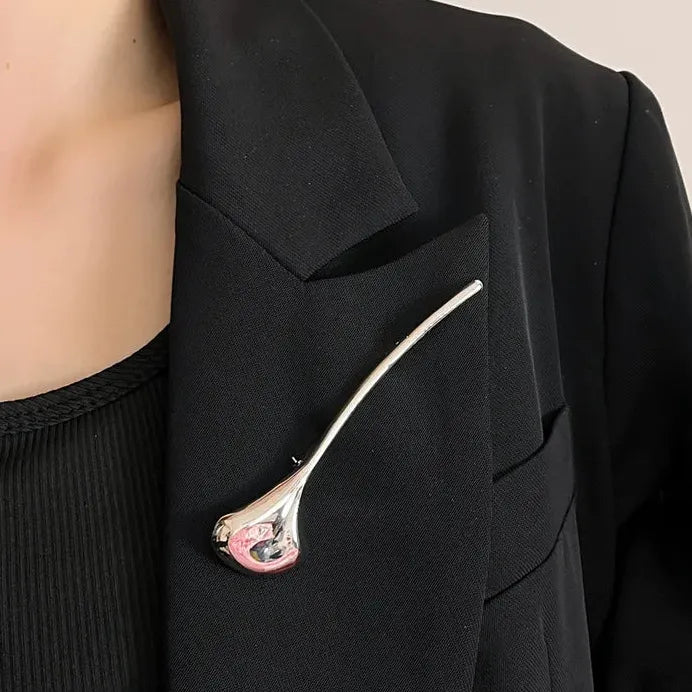 Glossy Copper Metal Ginkgo Leaf Brooch for Women Punk Hiphop Fashion Pin