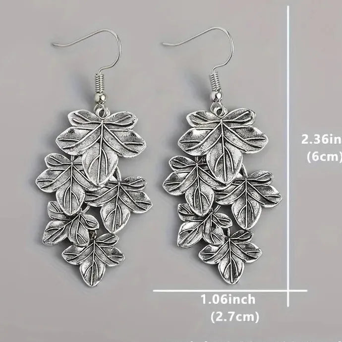 Vintage Women's Leaf Petal Pendant Drop Earrings Zinc Alloy Jewelry Gift