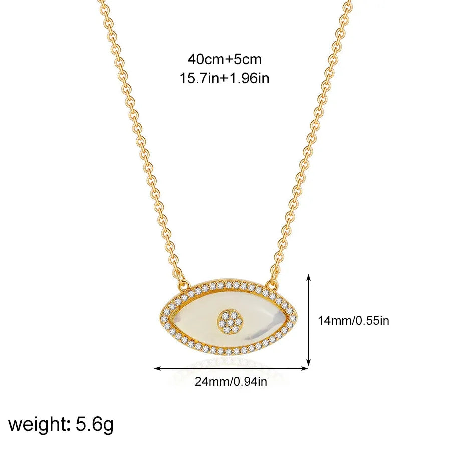 Multi Colored Natural Stones Evil Eye Pendant Necklace Women Stainless Steel Opal Zircon Choker Jewelry